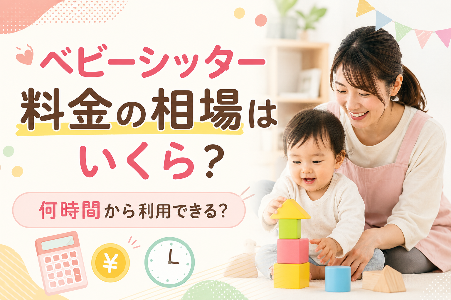 ベビーシッター料金の相場と最低利用時間を解説するアイキャッチ画像