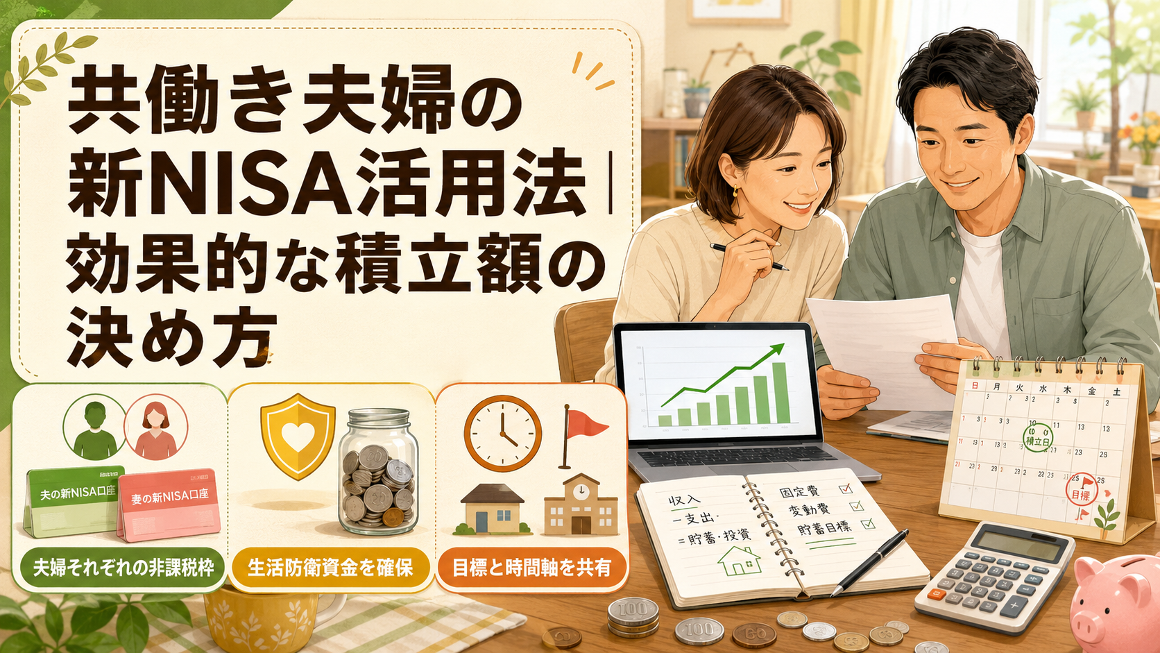 共働き夫婦の新NISA活用法と、生活防衛資金や将来目標を踏まえた積立額の決め方を解説