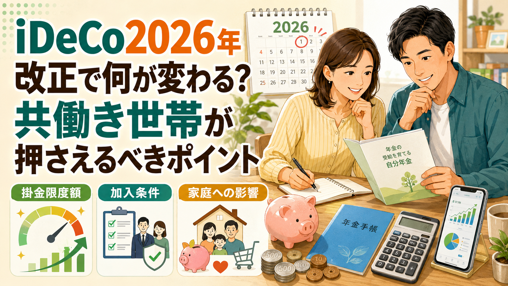 iDeCo2026年改正による掛金限度額や加入条件の変更と、共働き世帯への影響を解説